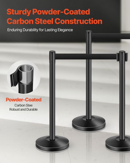VEVOR 4 Pcs Stanchion Post with 4 Retractable Belts & Sand Injection Hollow Base