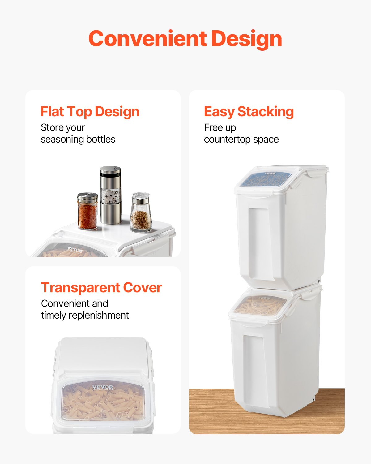 VEVOR 4.5Gal/20L Large Ingredient Storage Container Airtight Kitchen Flour Bin
