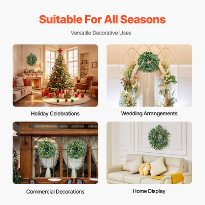 VEVOR Artificial Decorative Wreath 26 in Green Eucalyptus Leaves Year Round