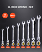 VEVOR Flex-Head Ratcheting Wrench Set 8 PC Metric 8 mm-17 mm with Roll-up Pouch