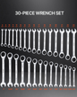 VEVOR Combination Wrench Set 30 PCS SAE 1/4" to 1", Metric 8-24mm Organizer Rack