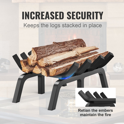 VEVOR 18 inch Fireplace Log Grate Powder-coated Steel wood Burning Rack Holder