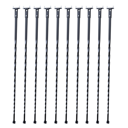 VEVOR Staircase Metal Balusters, 111.76 cm x 1.27 cm Galvanized Steel Decorative Banister Spindles, 10 Pack Deck Baluster with Hollow Twists, Satin Black Spiral Stair Railing with Shoes & Screws