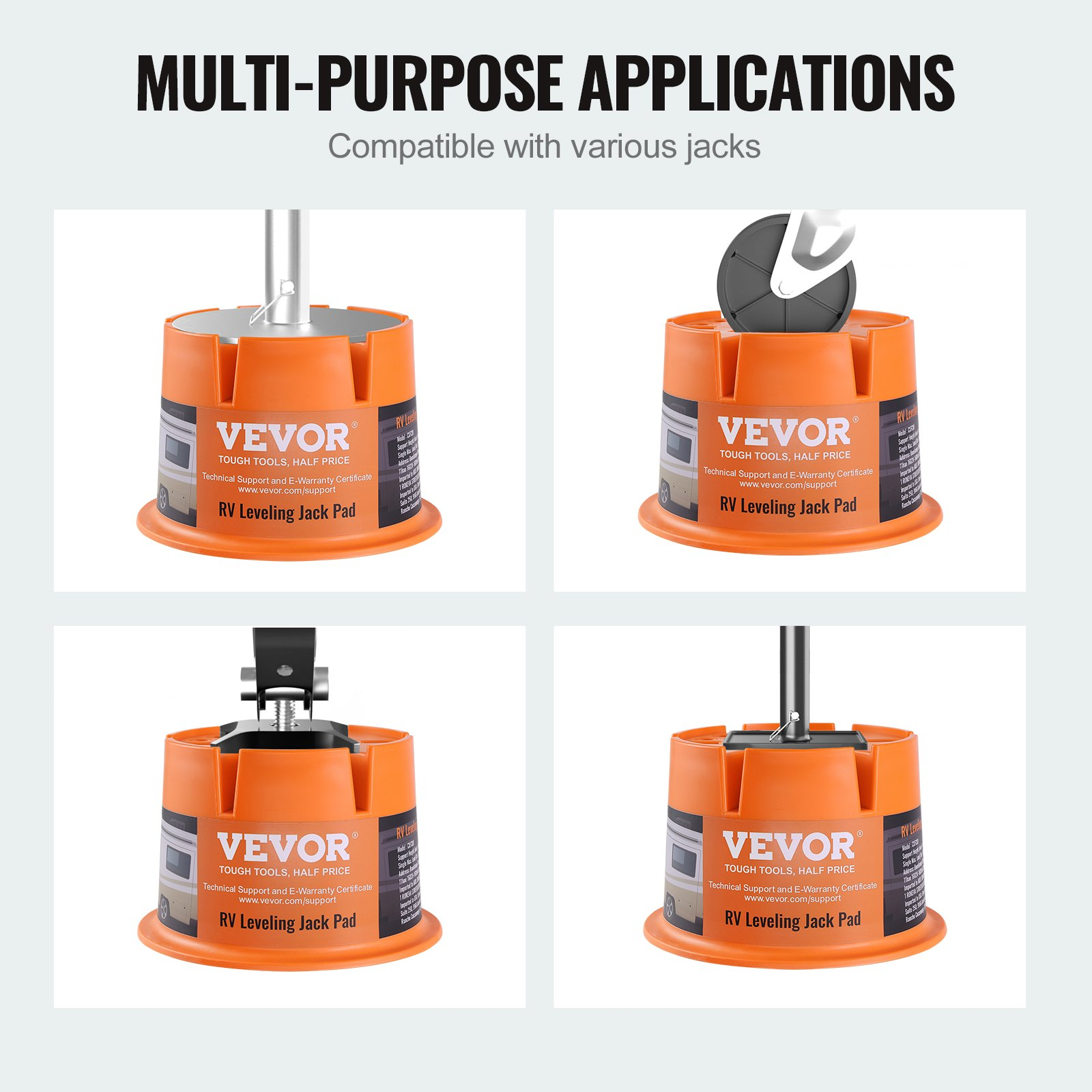 VEVOR Trailer Jack Block, 2000 lbs Capacity per RV Leveling Block, High-quality Polypropylene RV Camper Stabilizer Blocks, RV Travel Accessories Use for Any Tongue Jack, Post, Foot, 5th Wheels, 2-Pack