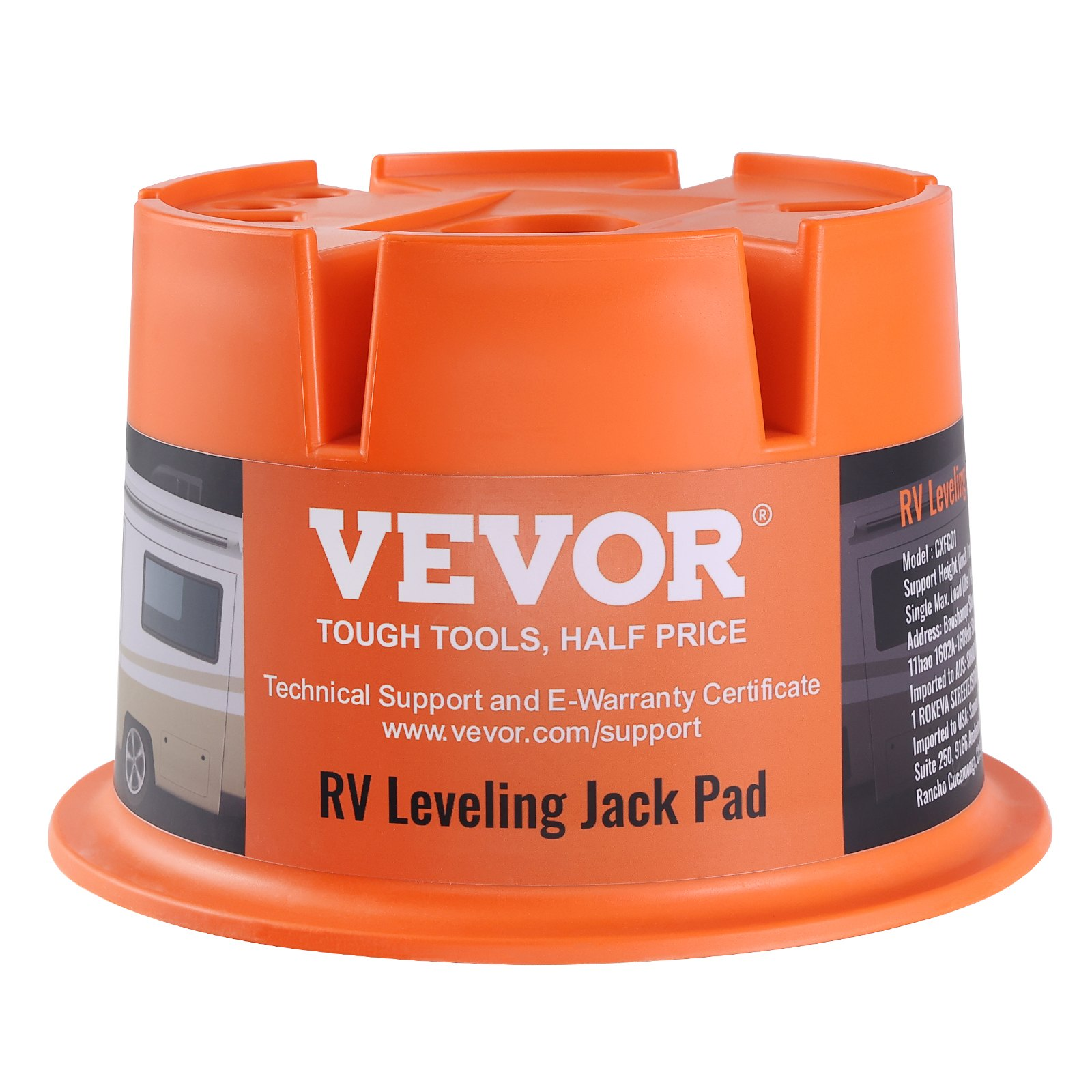 VEVOR Trailer Jack Block, 2000 lbs Capacity per RV Leveling Block, High-quality Polypropylene RV Camper Stabilizer Blocks, RV Travel Accessories Use for Any Tongue Jack, Post, Foot, 5th Wheels, 2-Pack
