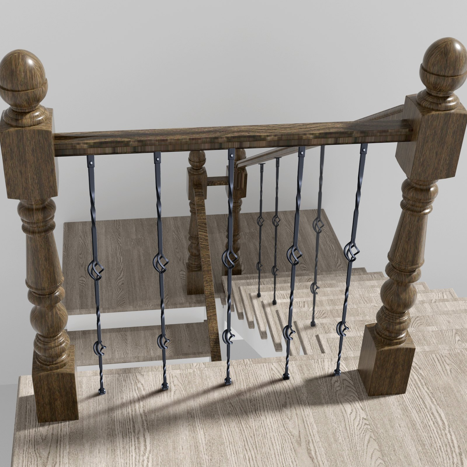 VEVOR Staircase Metal Balusters, 44'' x 1/2" Galvanized Steel Decorative Banister Spindles, 10 Pack Deck Baluster with Hollow Double Baskets, Spiral Stair Railing with Shoes & Screws