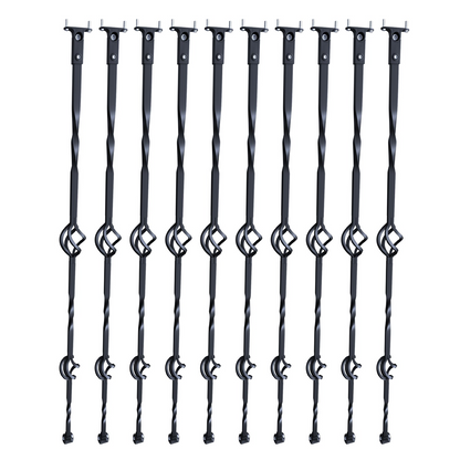 VEVOR Staircase Metal Balusters, 44'' x 1/2" Galvanized Steel Decorative Banister Spindles, 10 Pack Deck Baluster with Hollow Double Baskets, Spiral Stair Railing with Shoes & Screws