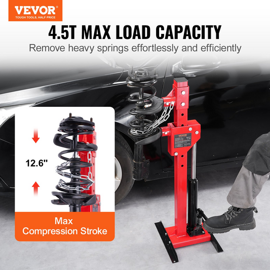 VEVOR Strut Spring Compressor, 4.5 Ton/4499.6 kg Hydraulic Jack Capacity, 1 Ton Rated Compression Force, Auto Strut Coil Spring Compressor Tool, Hydraulic Spring Compressor for Strut Spring Removing