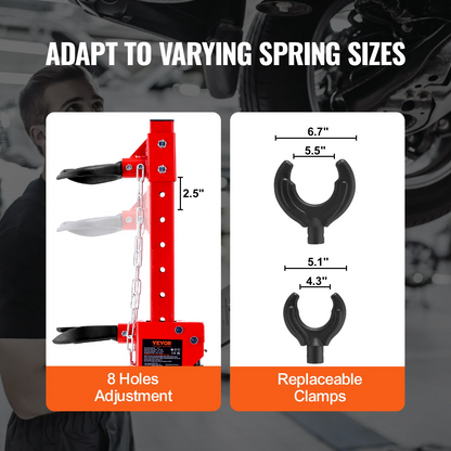 VEVOR Strut Spring Compressor, 4.5 Ton/4499.6 kg Hydraulic Jack Capacity, 1 Ton Rated Compression Force, Auto Strut Coil Spring Compressor Tool, Hydraulic Spring Compressor for Strut Spring Removing
