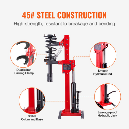 VEVOR Strut Spring Compressor, 4.5 Ton/4499.6 kg Hydraulic Jack Capacity, 1 Ton Rated Compression Force, Auto Strut Coil Spring Compressor Tool, Hydraulic Spring Compressor for Strut Spring Removing