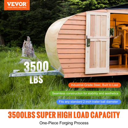VEVOR Straight Trailer Coupler, for 2-Inch Hitch Ball, 2-Inch Channel, 3500 lbs Capacity, Heavy Duty Trailer Tongue Coupler, Ideal for Towing Station Wagons, Pickup Trucks, SUVs, Zinc Plated Surface