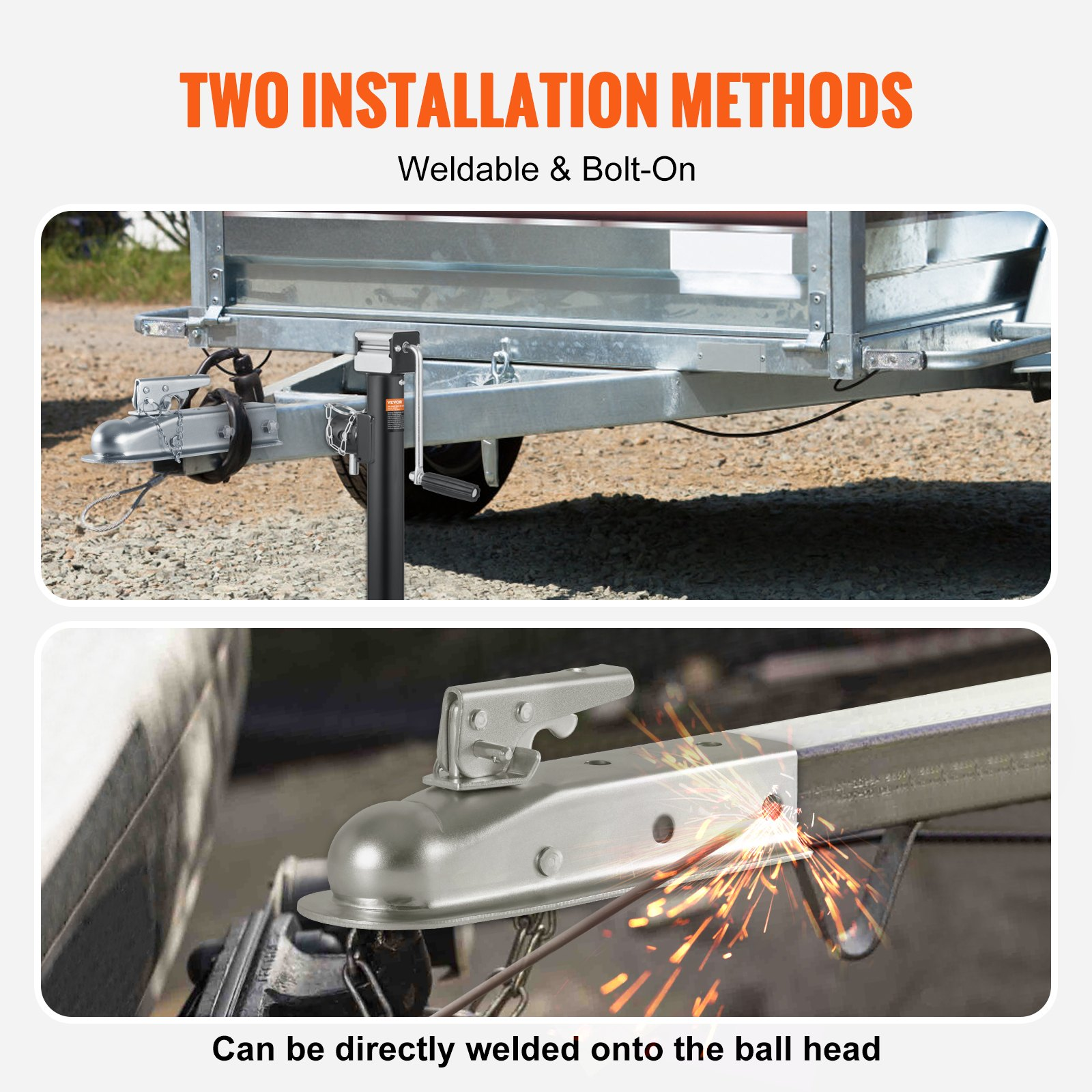 VEVOR Straight Trailer Coupler, for 2-Inch Hitch Ball, 2-Inch Channel, 3500 lbs Capacity, Heavy Duty Trailer Tongue Coupler, Ideal for Towing Station Wagons, Pickup Trucks, SUVs, Zinc Plated Surface