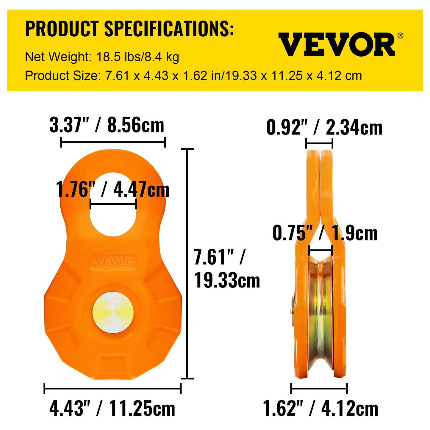 VEVOR Snatch Block, 11T/25,000 LBS Working Load Limit, Heavy Duty Winch Pulley for 0.55"/14 mm Synthetic Rope or Soft Shackles, Off-road Recovery Accessories for Tractor, Truck, ATV & UTV, 2 Packs