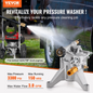 VEVOR Pressure Washer Pump 7/8" Shaft Vertical 3300 PSI 3.0GPM with 5 Nozzles