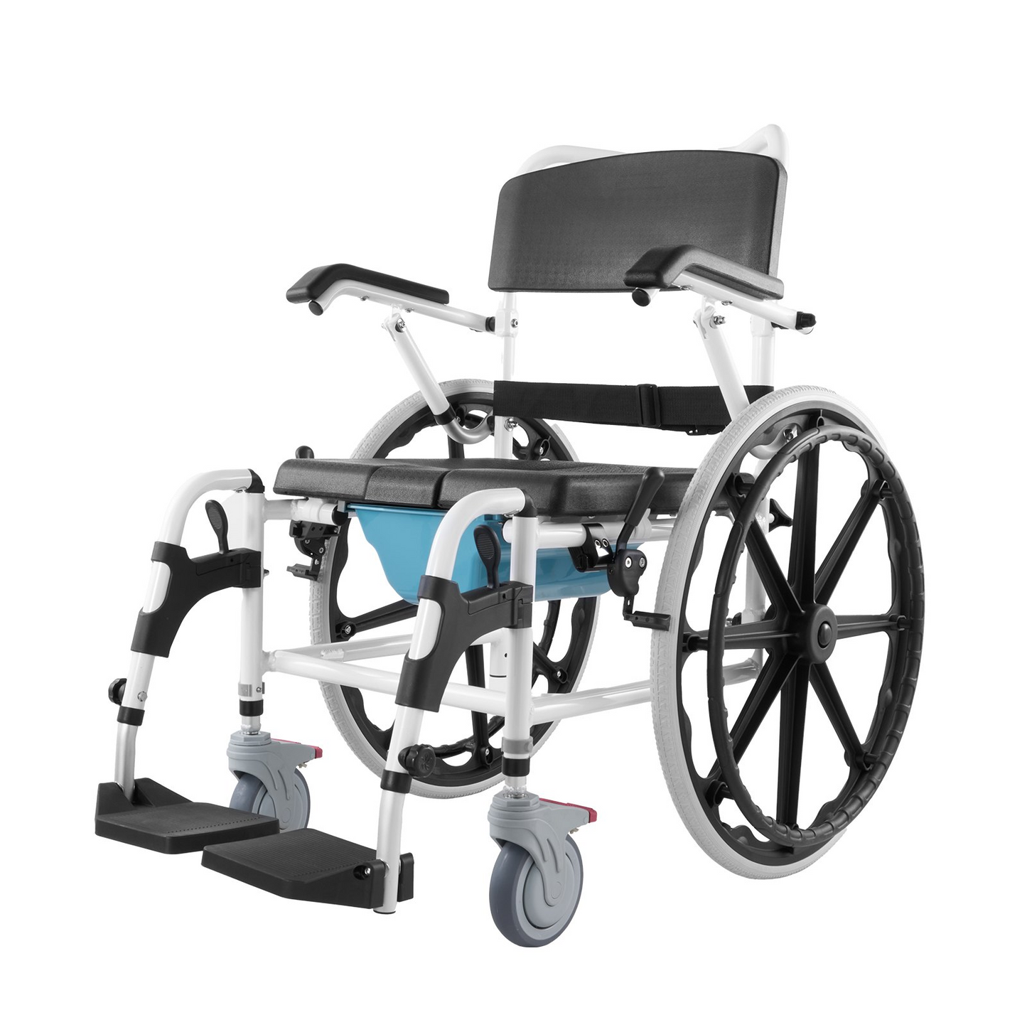 VEVOR Shower Wheelchair 17.5in/44.5 cm Al Alloy Commode Bathroom Wheelchair for Disabled