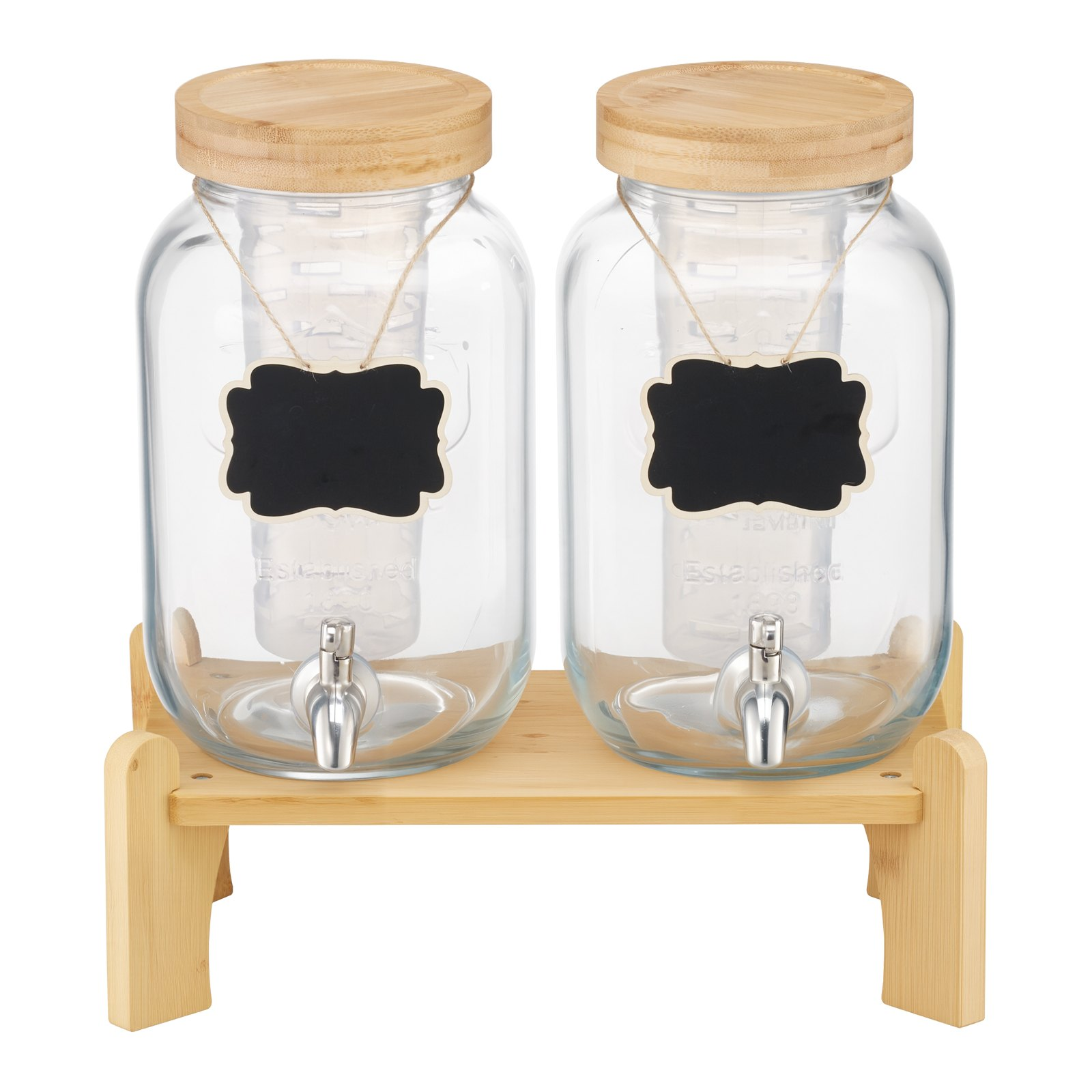 VEVOR Drink Dispenser 3.8L Beverage Dispenser for Parties Glass with Stand 2PCS