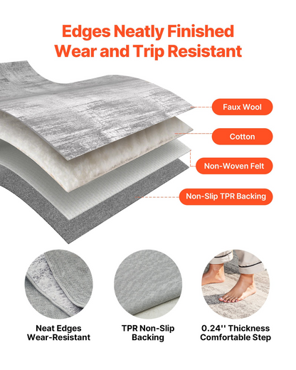 VEVOR Large Area Rug 10x14 ft Anti-Skid and Tear-Resistant Floor Mat Modern Gray