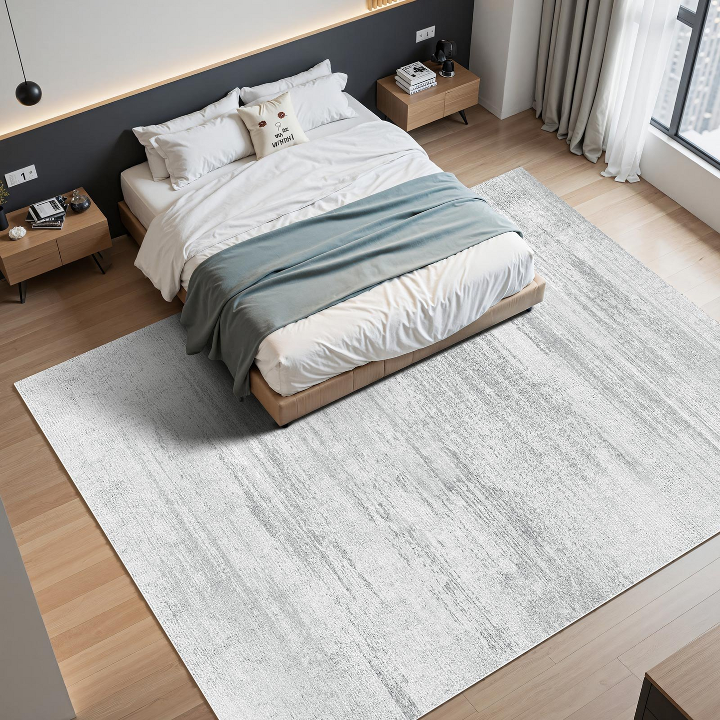 VEVOR Large Area Rug 10x14 ft Anti-Skid and Tear-Resistant Floor Mat Modern Gray