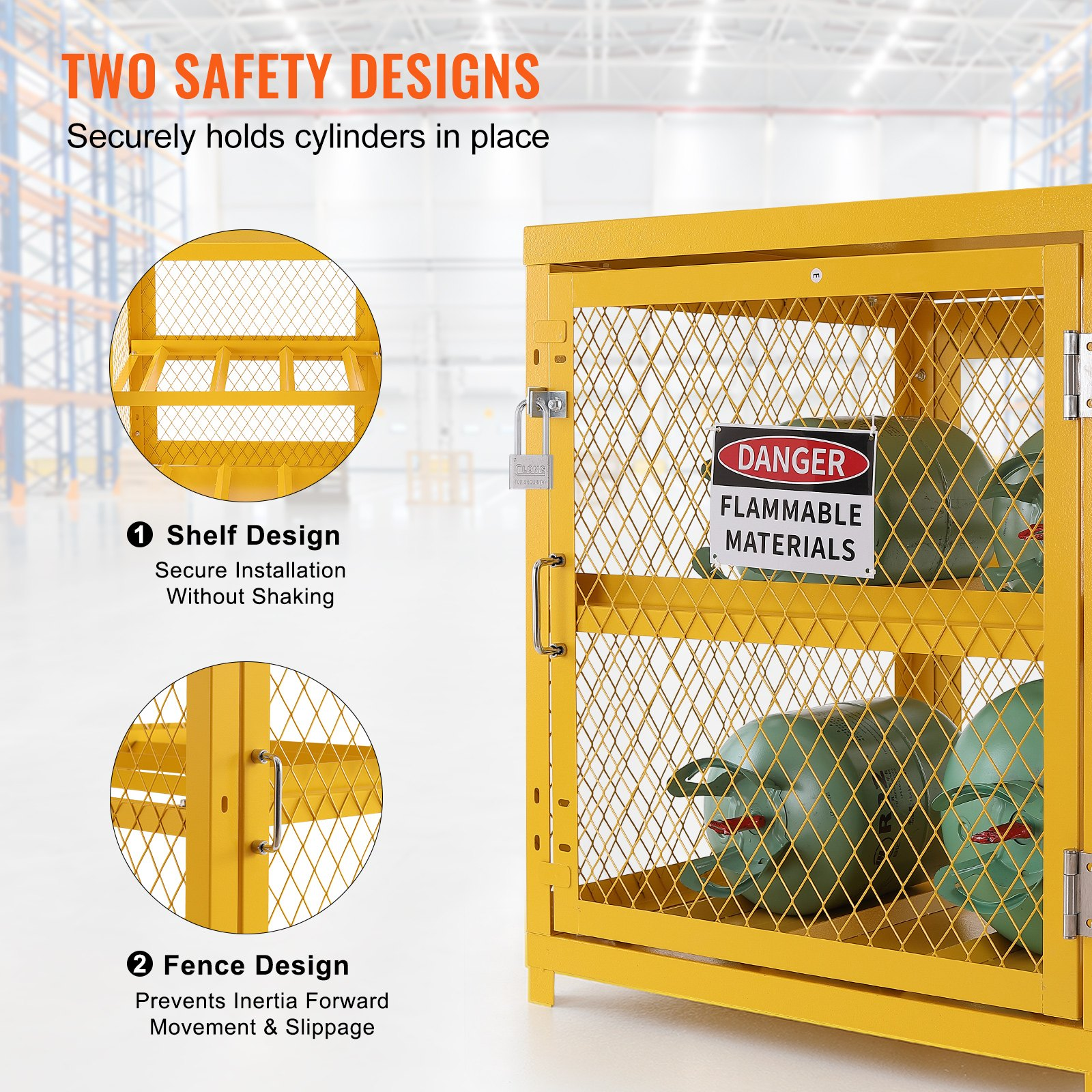 VEVOR Horizontal Cylinder Storage Cabinet 4x33lb Capacity Propane Storage Cage