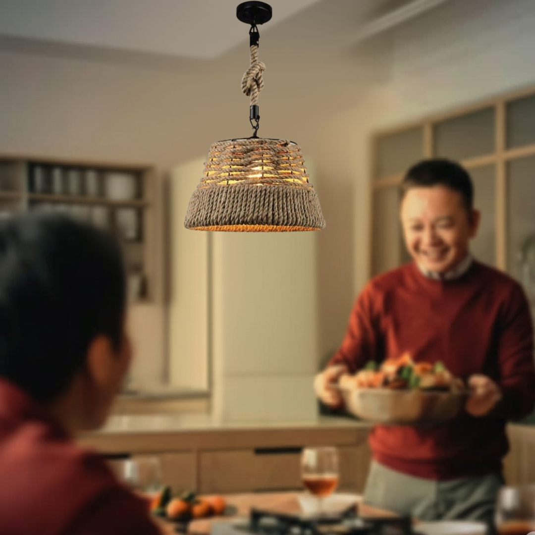 Hemp Rope Iron Industrial Light Loft Pendant Ceiling Retro Lamp Chandelier~2714