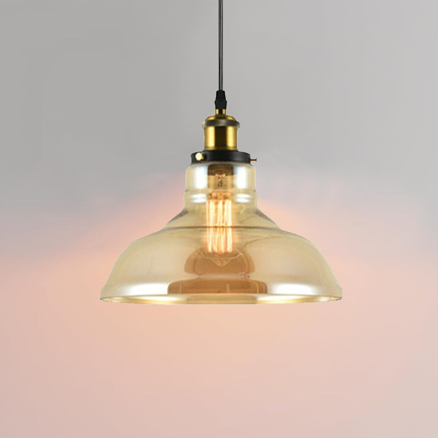 Vintage Lampshades Amber Glass Ceiling Pendant Light Retro Style~2178