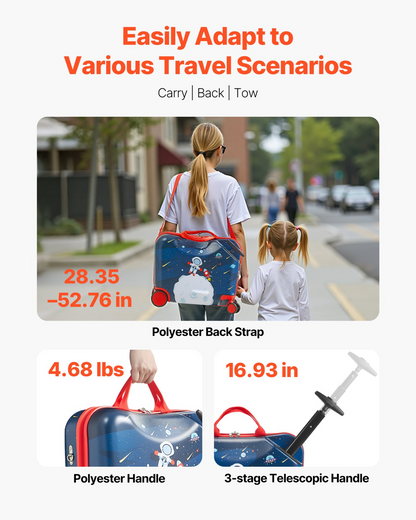 VEVOR Ride-on Luggage 18-inch Lightweight Kids Scooter Suitcase with Wheels