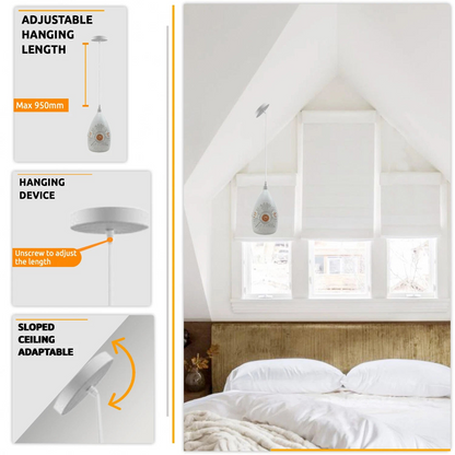 Industrial Loft 3 Head White Pendant Ceiling Light Hanging Lamp UK~1426