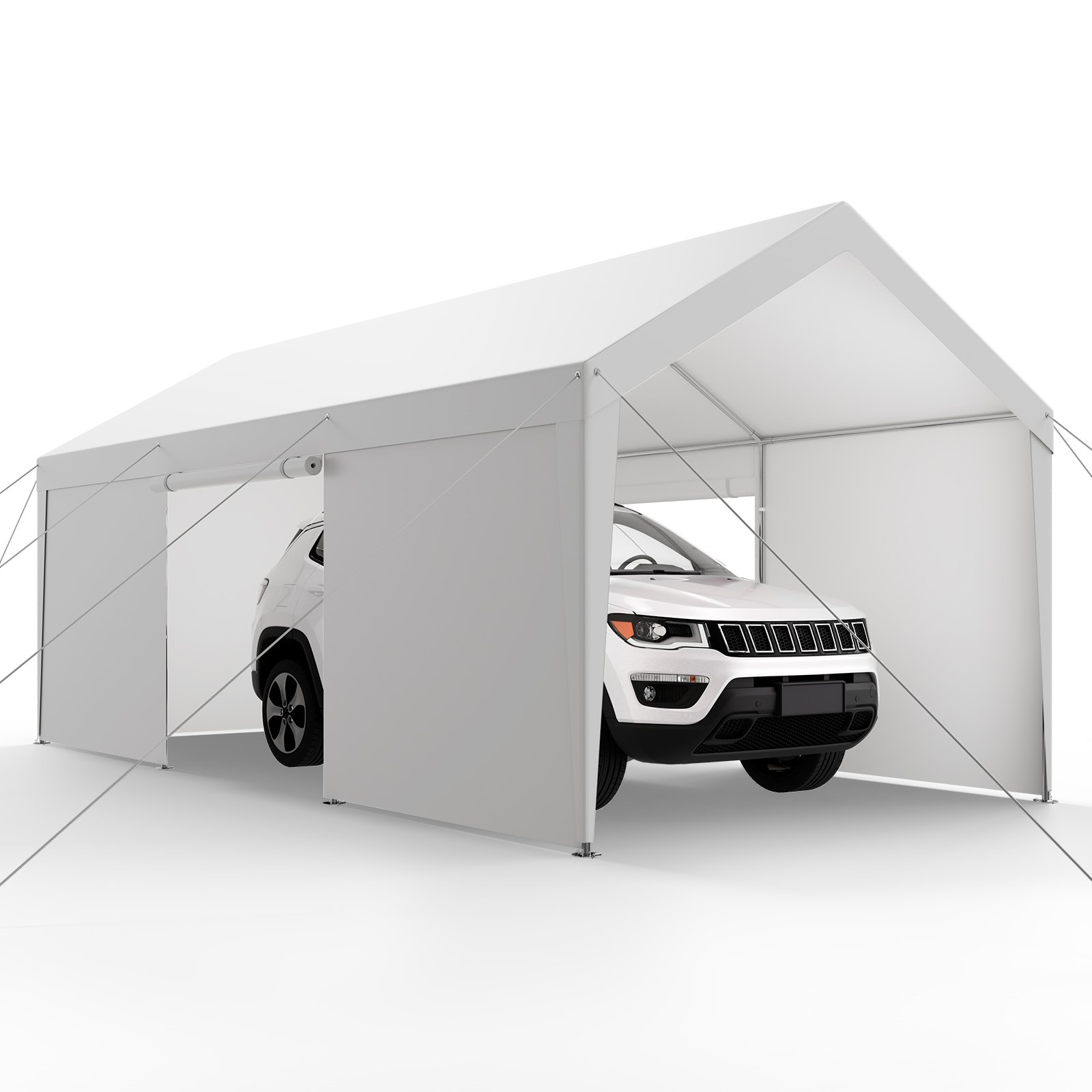 VEVOR Carport Car Canopy 10x20FT Heavy Duty Car Shelter with Sidewalls White