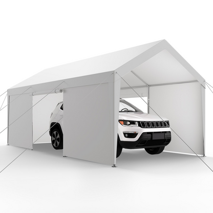 VEVOR Carport Car Canopy 10x20FT Heavy Duty Car Shelter with Sidewalls White
