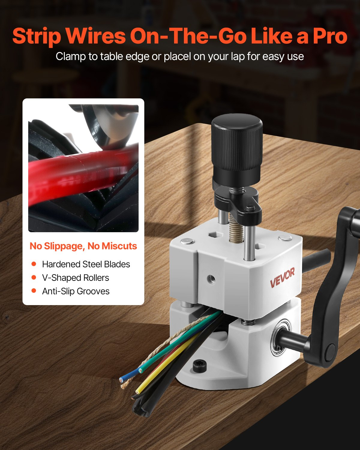 VEVOR Manual Wire Stripper Stripping Machine 0.06-1 in Hand or Drill Powered