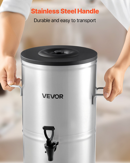 VEVOR Ice Tea Dispenser 4 Gal/15L for Iced Tea Juice Coffee 304 Stainless Steel