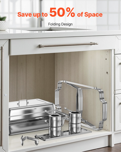 VEVOR 8 Qt 4 Pack Rectangle Chafing Dish Buffet Set Fullsize Pan Stainless Steel