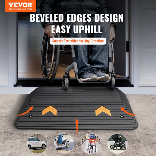 VEVOR Rubber Threshold Ramp Door Ramp 3.5" Rise 33069 lbs Load Rubber Curb Ramp