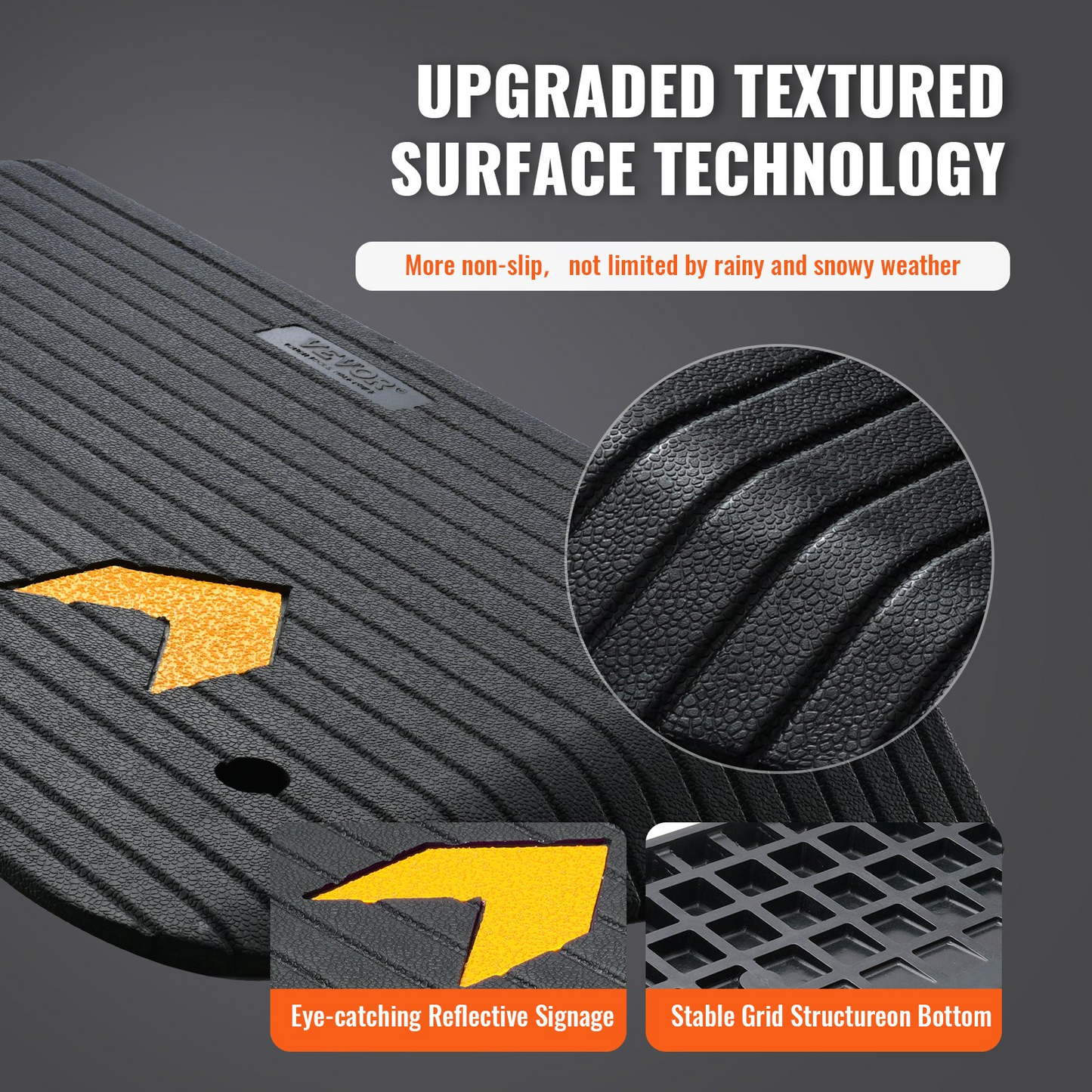 VEVOR Rubber Threshold Ramp Door Ramp 3.5" Rise 33069 lbs Load Rubber Curb Ramp