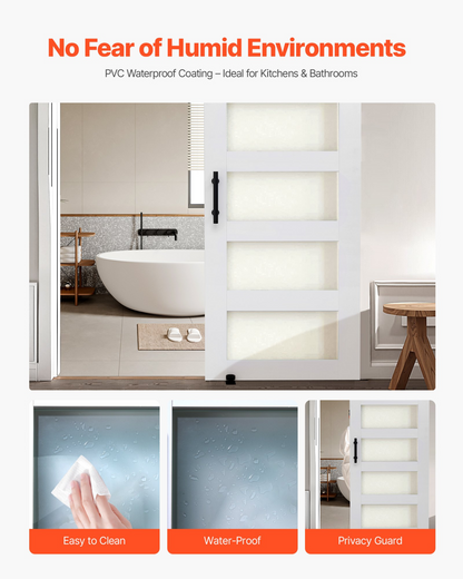 VEVOR Sliding Barn Door with Hardware Kit 914 x 2134mm MDF Panel Frosted Glass