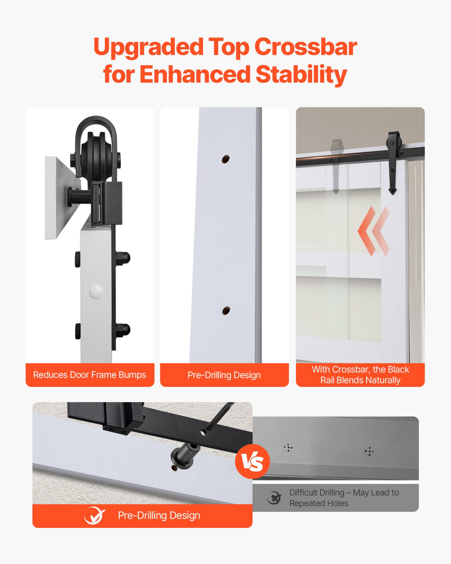 VEVOR Sliding Barn Door with Hardware Kit 914 x 2134mm MDF Panel Frosted Glass