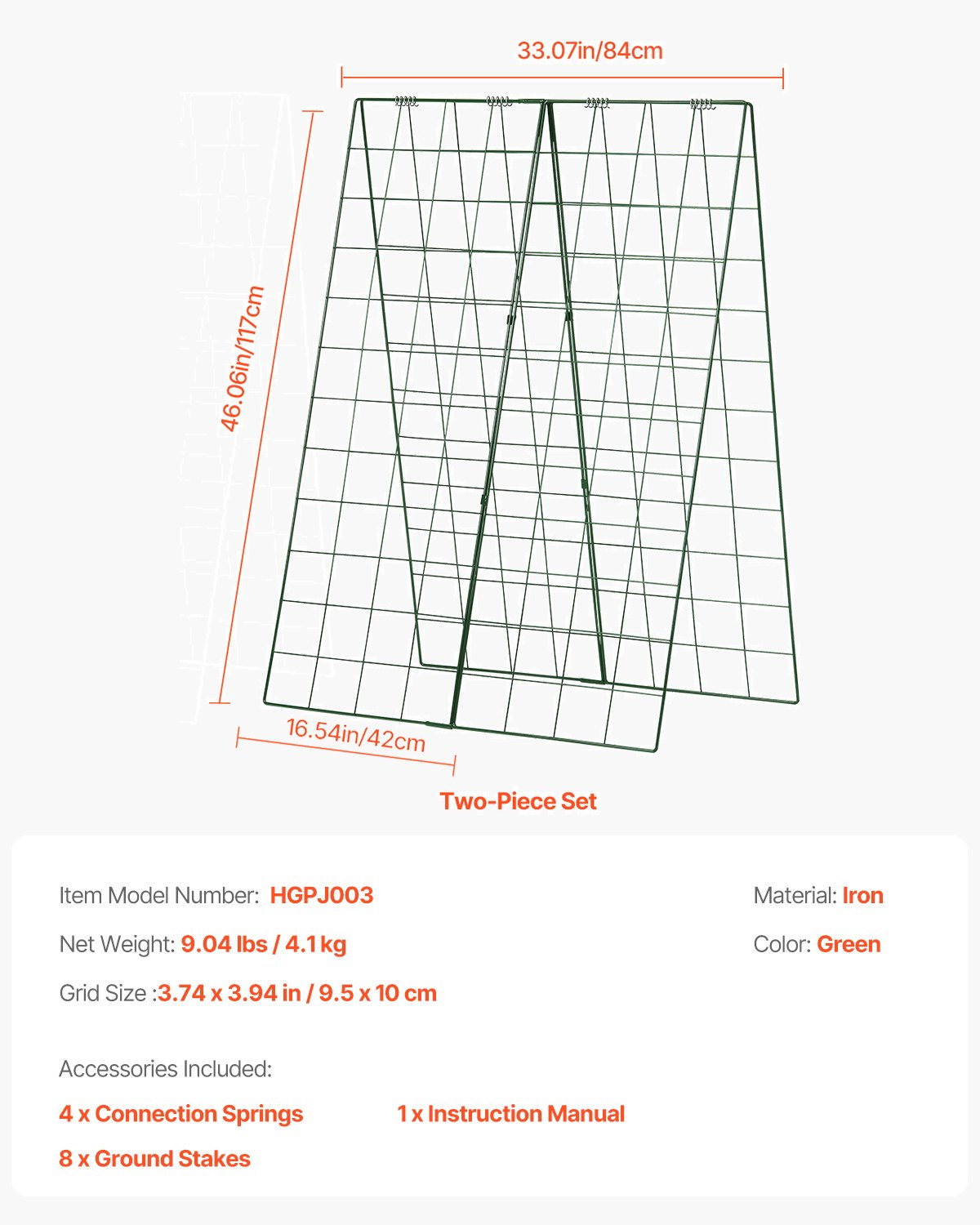 VEVOR A-Frame Cucumber Trellis 46" x 32" Foldable Metal Garden Trellis