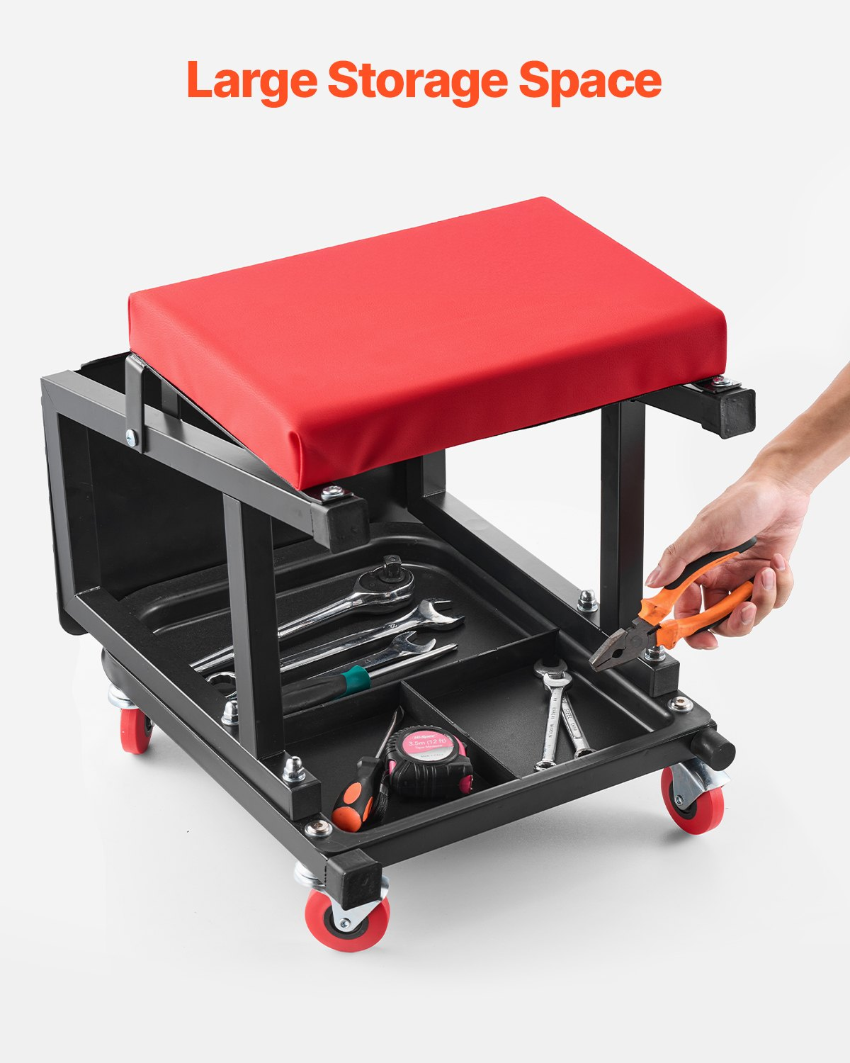 VEVOR Mechanic Stool Rolling Work Seat 300 lbs Load Seat/Step Stool with Wheels