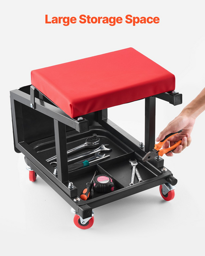 VEVOR Mechanic Stool Rolling Work Seat 300 lbs Load Seat/Step Stool with Wheels