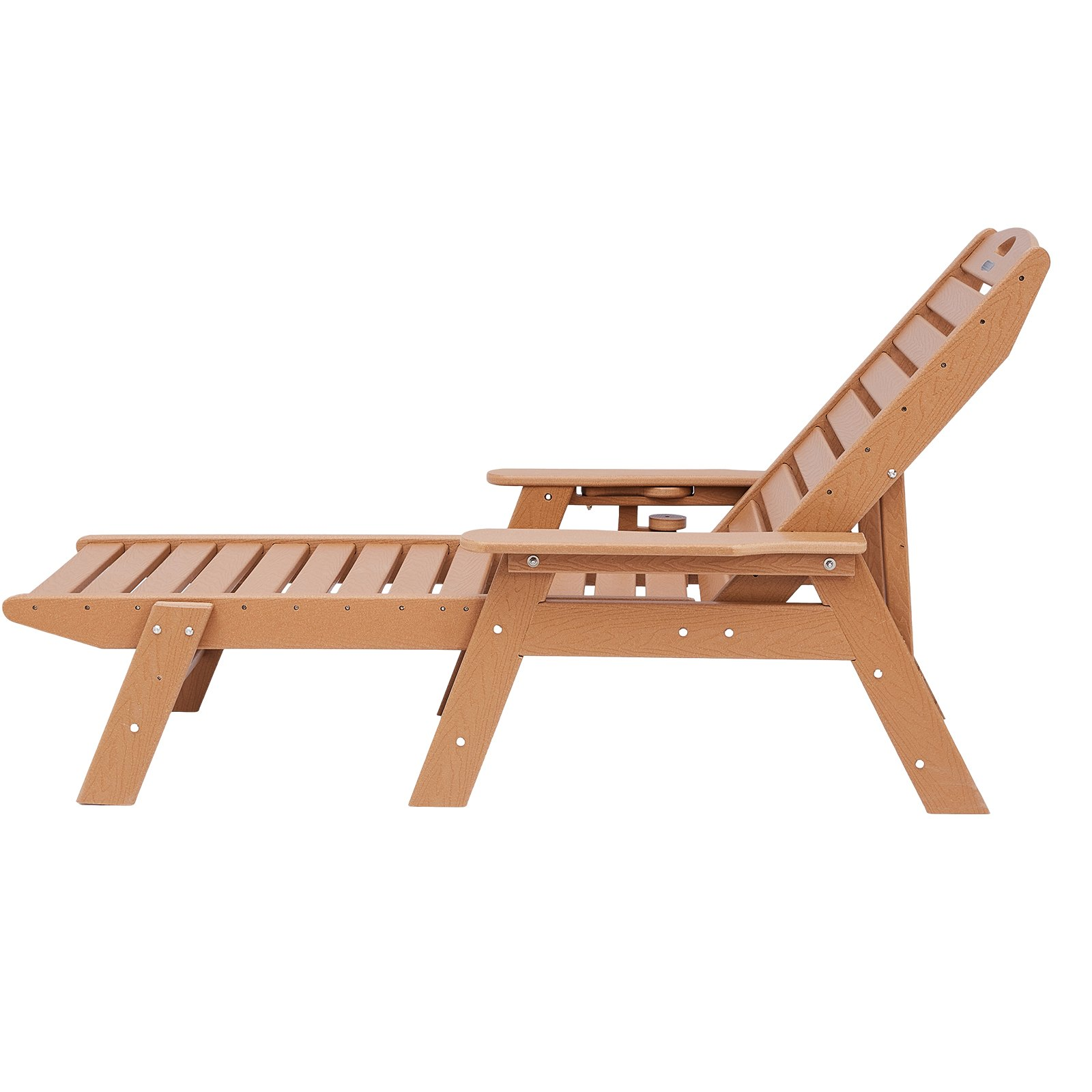 VEVOR Outdoor Chaise Lounge Chair 6-Position Reclining Patio Bench Lounger Brown