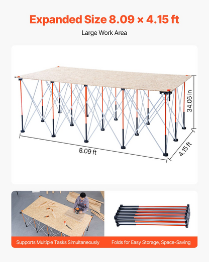 VEVOR Portable Folding Workstand 2445 x 1255 mm Collapsible Work Stand 2724 kg