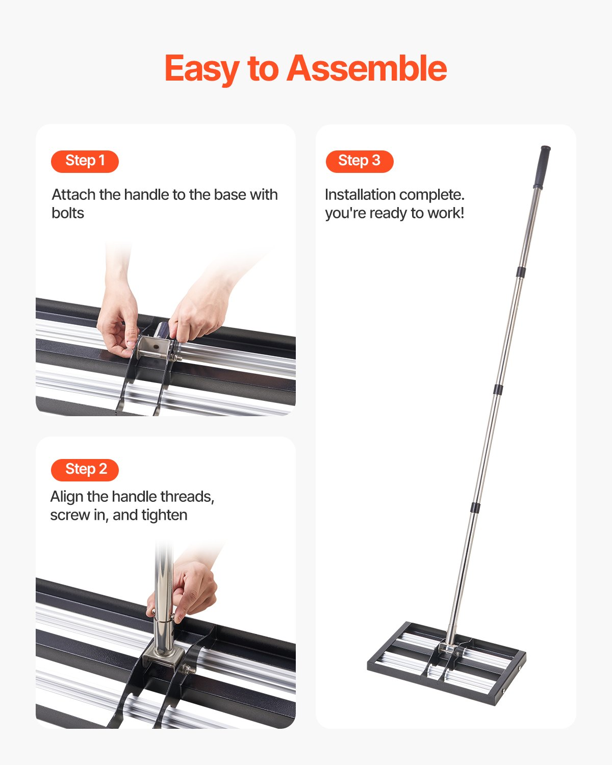 VEVOR 17x10in Lawn Leveling Rake with 63.4 in Adjustable Handle for Yard Garden