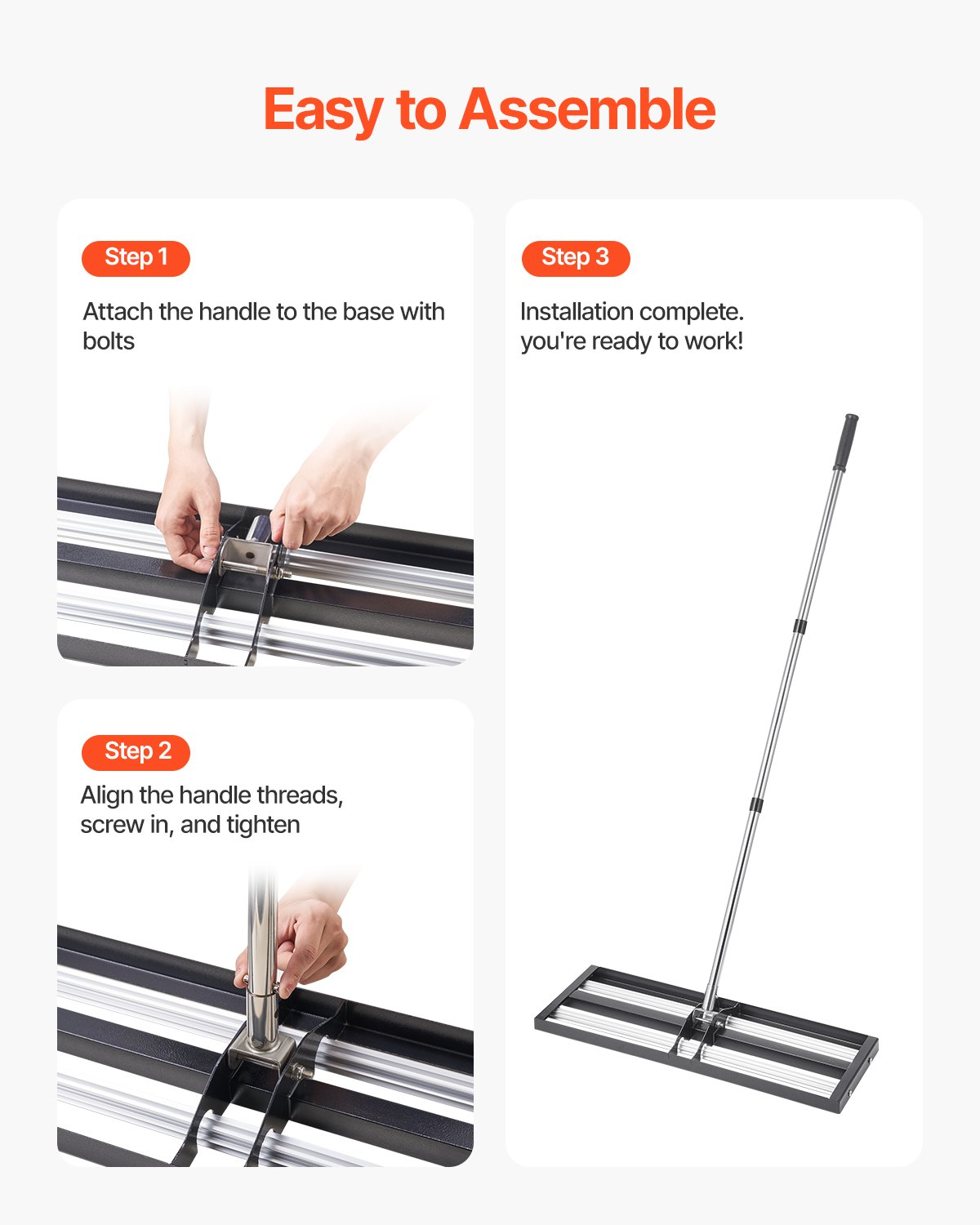 VEVOR 30x10in Lawn Leveling Rake with 83.9 in Adjustable Handle for Yard Garden