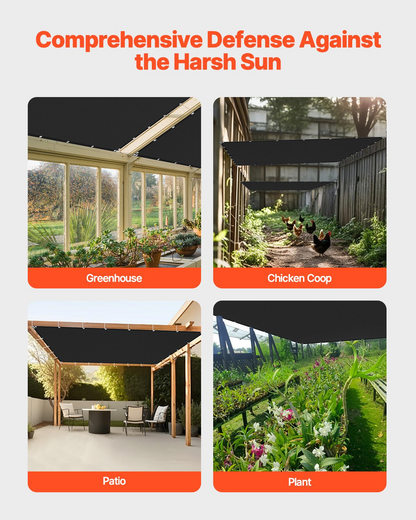 VEVOR 90% Sun Shade Cloth Privacy Screen 8 x 12 ft for Patio Garden (Black)