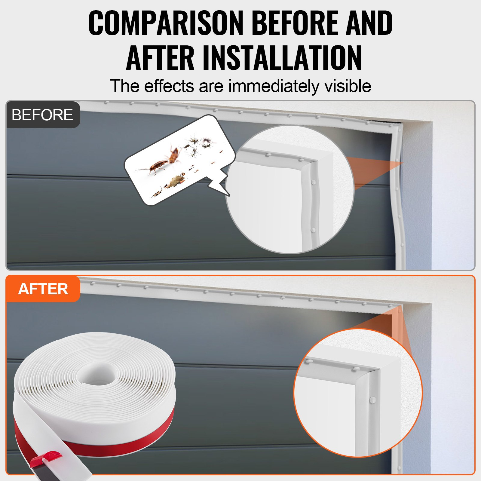 VEVOR Garage Door Top and Sides Seal Strip 34 FT Universal Weather Stripping
