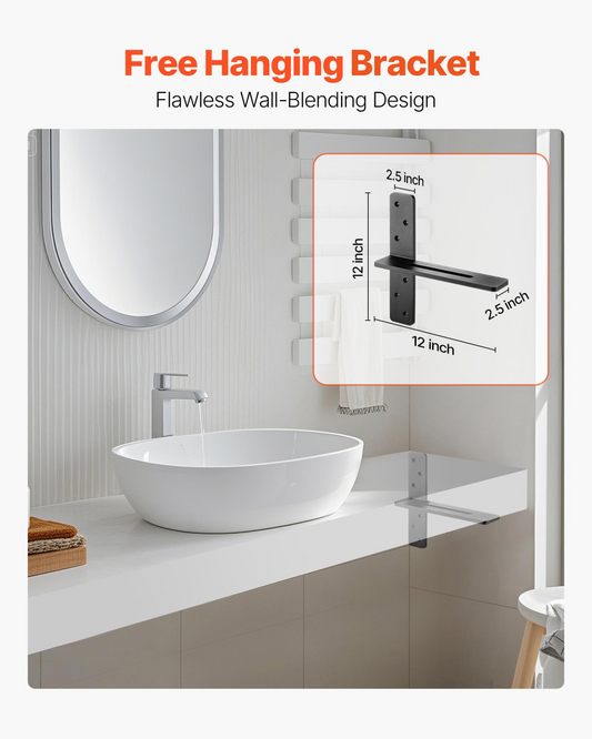 VEVOR 2 Pcs Shelf Brackets 12 inch / 304.8 mm Heavy Duty Floating Shelf Brackets