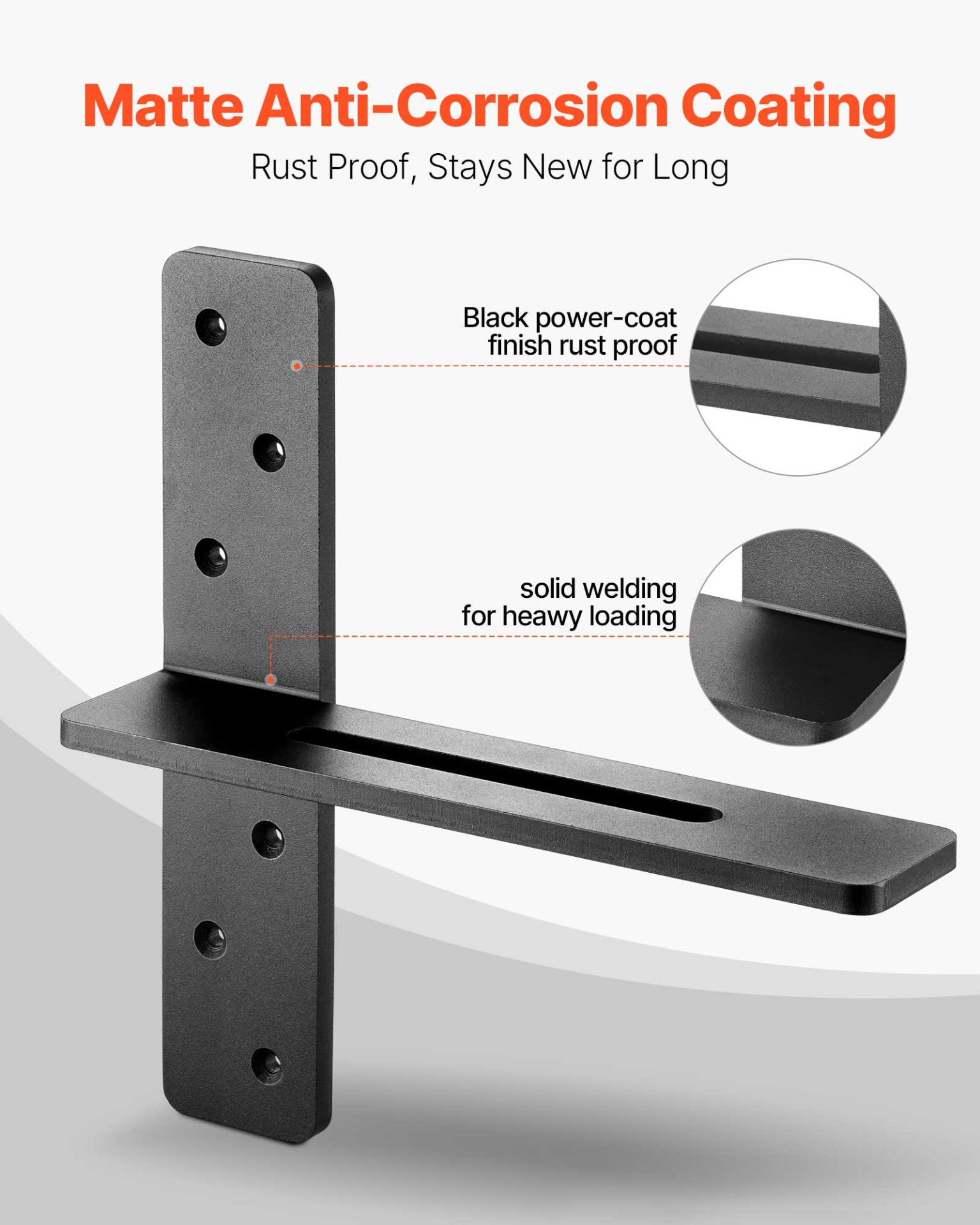 VEVOR 2 Pcs Shelf Brackets 12 inch / 304.8 mm Heavy Duty Floating Shelf Brackets