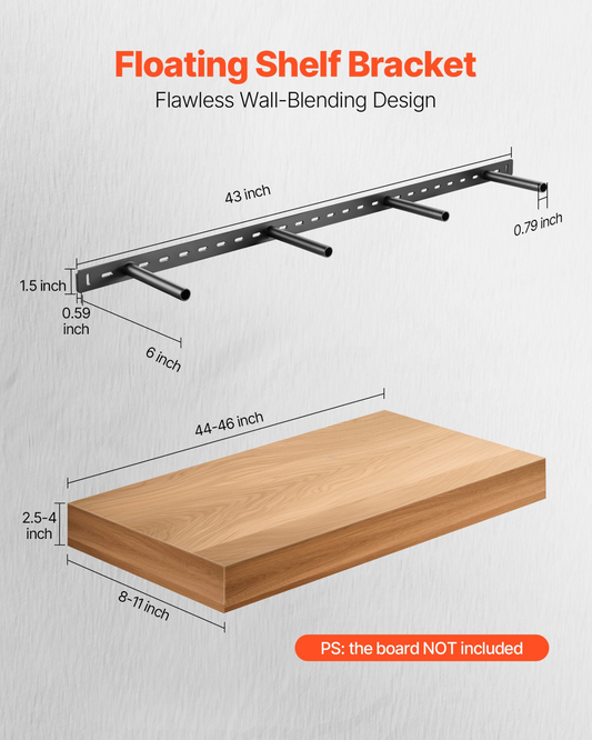 VEVOR 1 Pack Shelf Bracket 43 inch / 1092.2 mm Heavy Duty Floating Shelf Bracket