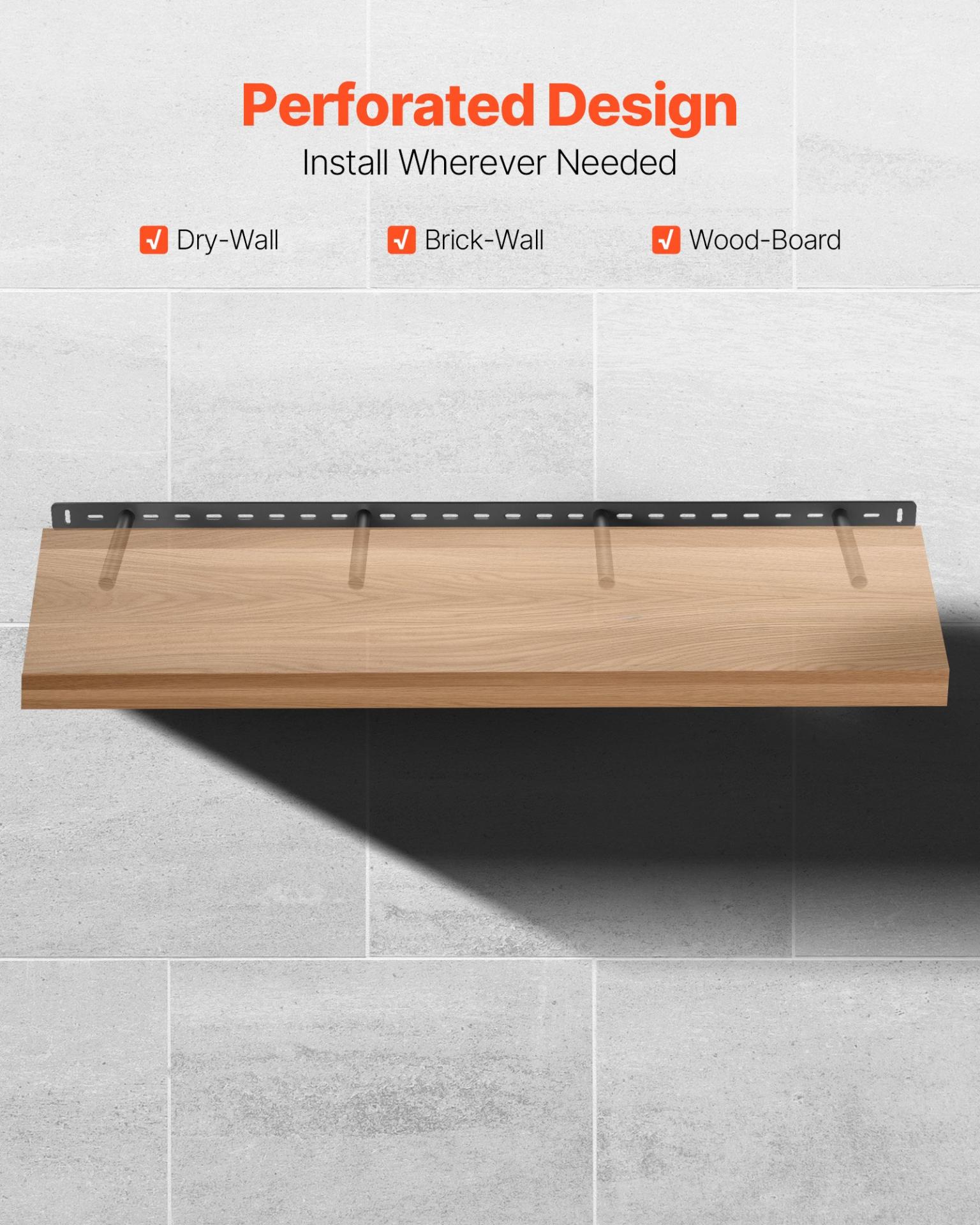 VEVOR 1 Pack Shelf Bracket 43 inch / 1092.2 mm Heavy Duty Floating Shelf Bracket