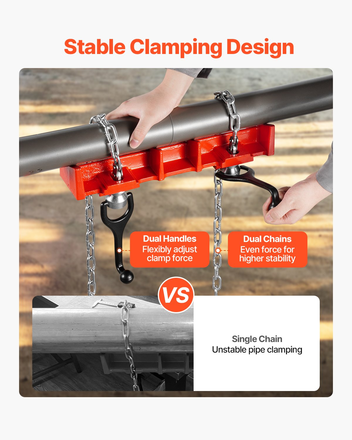 Pipe Welding Vise 1/2" to 8" Pipe Welding Clamp with Dual Chains & Handles